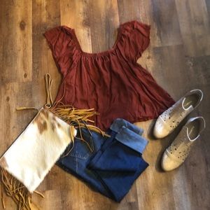 Burnt orange baby doll shirt